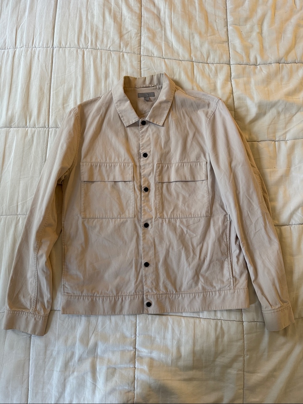COS Beige Button-Front Lightweight Shirt Jacket